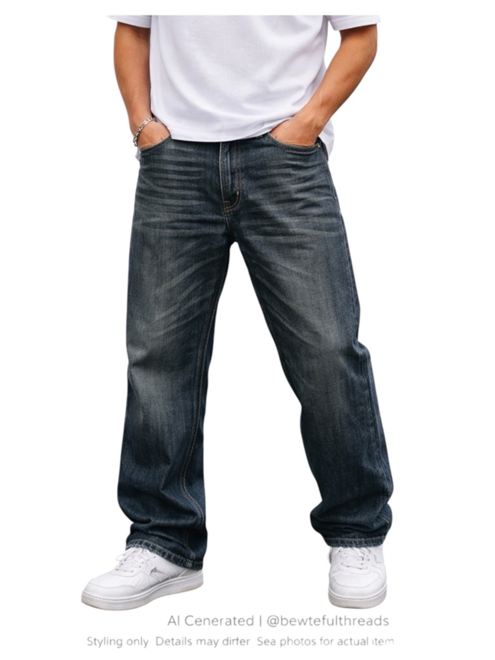 Dark Wash Straight Leg Jeans 36x29 Vintage Y2K Relaxed Fit